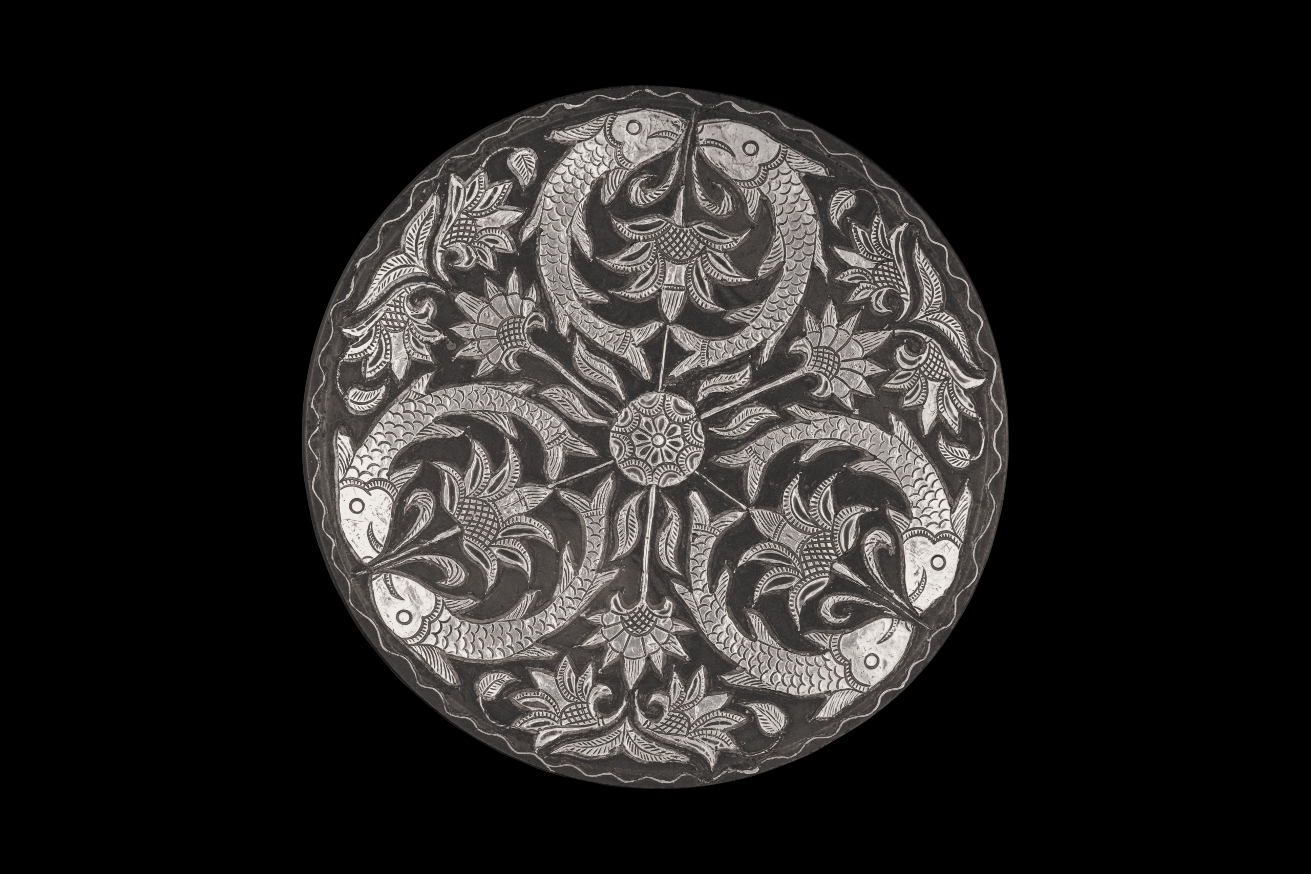 Bidriware Plate, Lucknow, Uttar Pradesh, North-Eastern India, ca.1880.