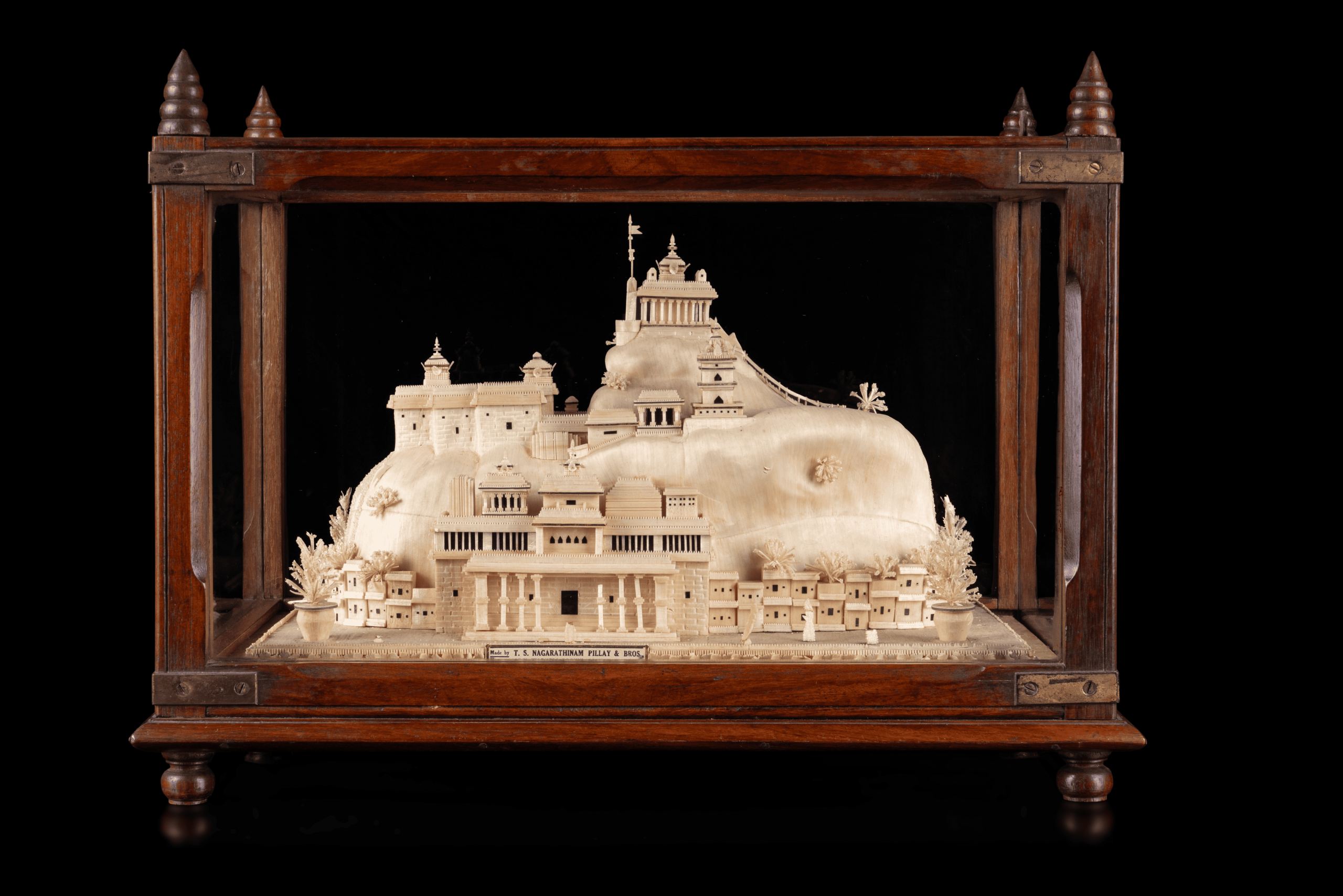 A Rare Temple Model, Pith Wood, Trichinopoly, Tamil Nadu, Southern India, ca. 1899-1920.