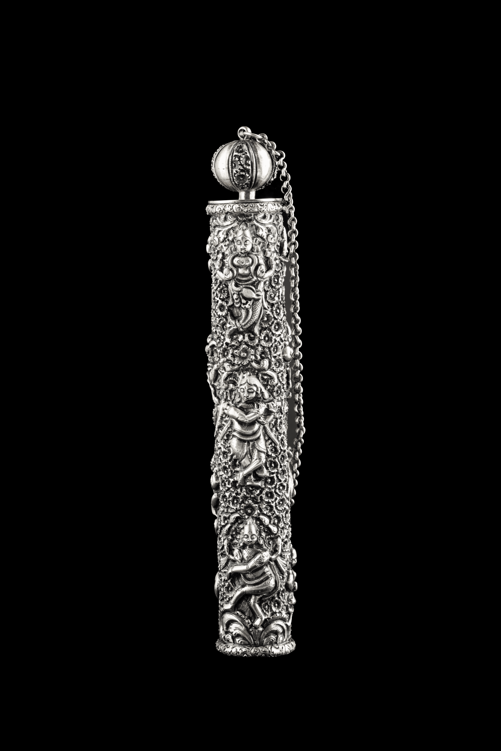 Tinder Tube, Silver, Tiruchirappalli, Tamil Nadu, Southern India, ca 1850-1860.